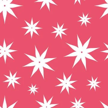 Seamless pattern with white flowers on red backgraund Stock Illustration