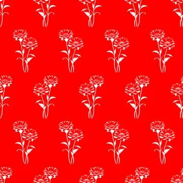 Seamless pattern of white flowers on a red background, texture, background Stock Illustration