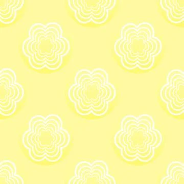 Seamless pattern with white flowers on a yellow background Stock Illustration