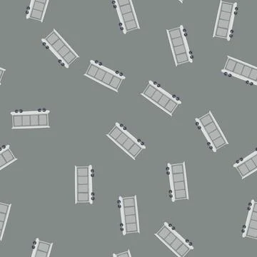 Seamless pattern white freight train wagon rolling on rails Stockillustratie