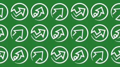 Seamless pattern with white growth arrow icons on a green background animation. Video stock 329785757