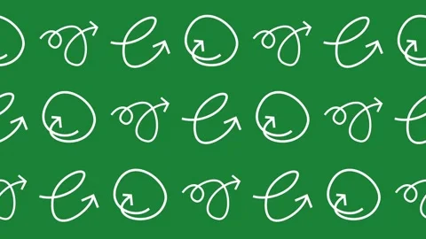 Seamless pattern of white hand-drawn arrows on green screen background animation Stock Footage 325562543