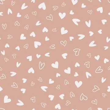 Seamless pattern with white hearts on pink background. Vector Stock Illustration