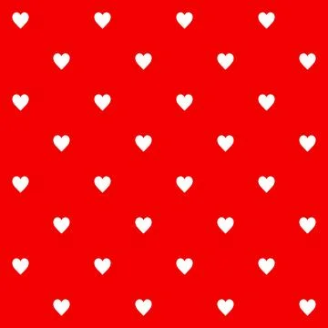 Seamless pattern white hearts on red background texture Stock Illustration