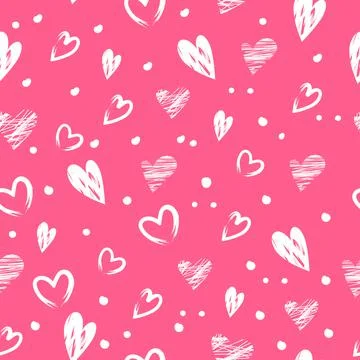 Seamless pattern with white hearts for valentine day Stock Illustration
