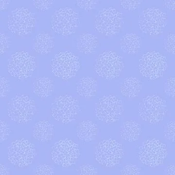 Seamless pattern with white hydrangea flower, doodle style Stock Illustration