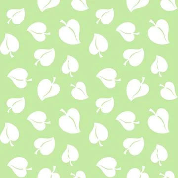 Seamless pattern with white leaves on green background. Stock Illustration