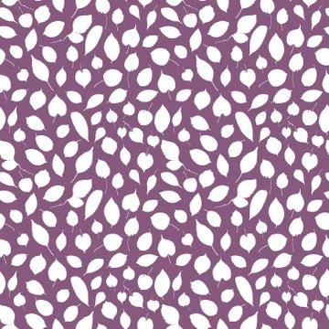 Seamless pattern white leaves silhouette collection. nature scandinavian styl Illustrazione stock