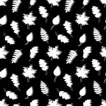 Seamless pattern of white leaves. vector illustration Stock Illustration