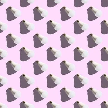 Seamless pattern. white lightbulbs is right down on pink background. geometri Stock Illustration