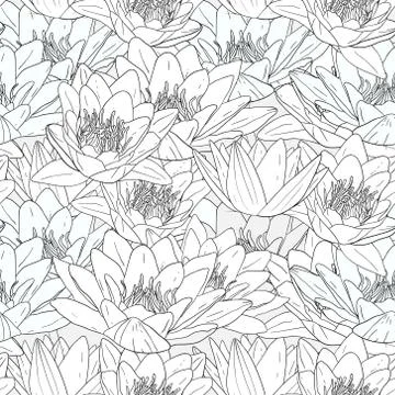 Seamless pattern with white lily flowers Stock Illustration