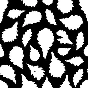 Seamless pattern white Oak leaves collection. nature scandinavian style backg Stock Illustration