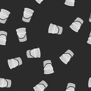Seamless pattern white plastic bucket container cartoon vector Illustration