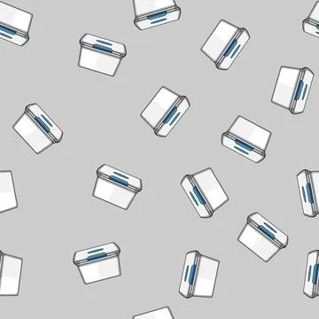 Seamless pattern White plastic storage box with blue latch Stock Illustration