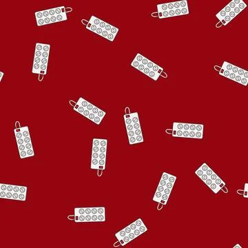 Seamless pattern White power strip with multiple outlets, red onoff switch an Stockillustratie
