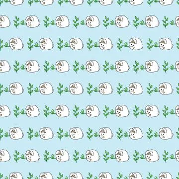 Seamless Pattern with White Rabbit Stock Illustration