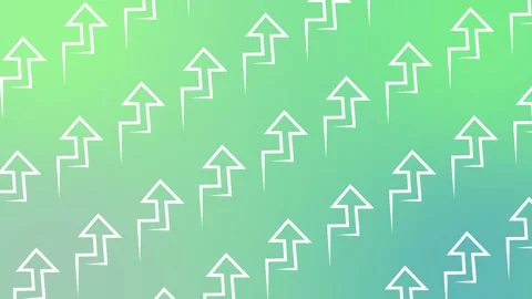 Seamless pattern with white rising arrow icons on a green gradient background an Stock Footage 328990136