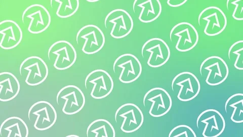 Seamless pattern with white rising arrow icons on a green gradient background an Stock Footage 328990140