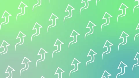 Seamless pattern with white rising arrow icons on a green gradient background an Stock Footage 328990156