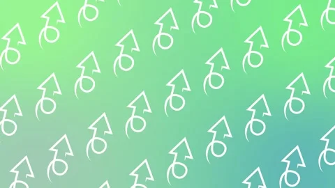 Seamless pattern with white rising arrow icons on a green gradient background an Video stock 328990157