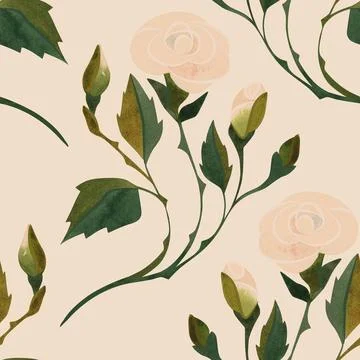 Seamless pattern of white roses. Floral pattern for textiles, womens dress and Stock Illustration