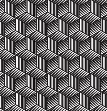 Seamless pattern with white segments on black background. Stock Illustration
