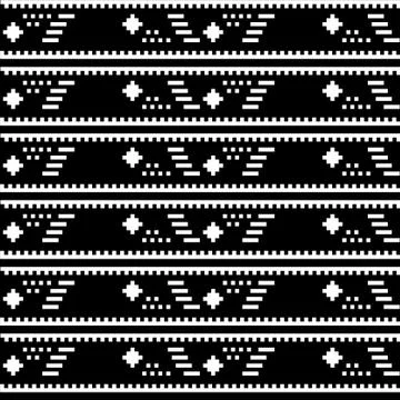 Seamless pattern with white shapes on black background Stock Illustration