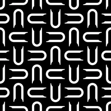 Seamless pattern with white shapes on black Stock Illustration