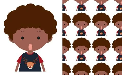 A seamless pattern on white of simple kid characters Stock Illustration