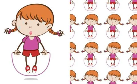 A seamless pattern on white of simple kid characters Stock Illustration
