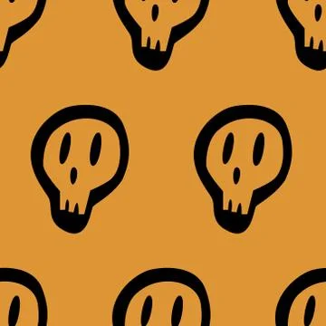 Seamless pattern with white skull and crossed bones isolated on white backgro Stock-Illustration