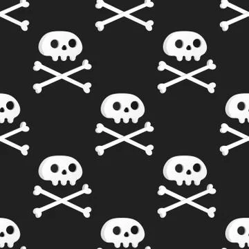 Seamless pattern with white skulls and crossing bones Stock Illustration