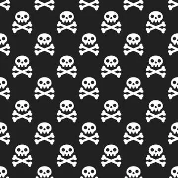 Seamless pattern with white skulls and crossing bones Stock Illustration