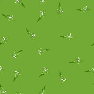 Seamless pattern White snowdrop flower growing, signaling spring season イラスト素材