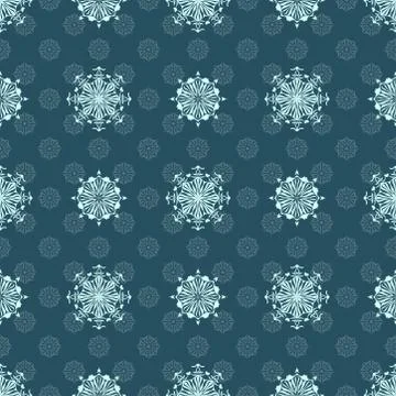 Seamless pattern. White snowflakes on a blue background. Stock Illustration