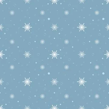 Seamless pattern with white snowflakes on blue background. Stock Illustration