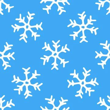 Seamless pattern of white snowflakes on a blue background. Vector pattern of a Stock Illustration