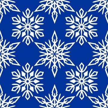 Seamless pattern of white snowflakes on a blue background, texture, design Stock Illustration