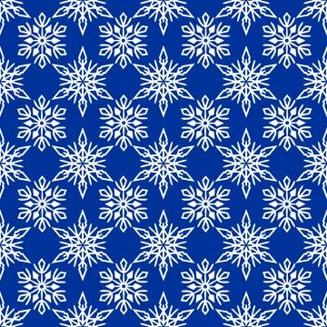 Seamless pattern of white snowflakes on a blue background, texture, design Stock Illustration
