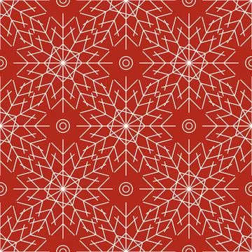 Seamless pattern with white snowflakes on red background Stock Illustration