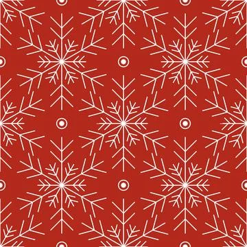 Seamless pattern with white snowflakes on red background Stock-Illustration