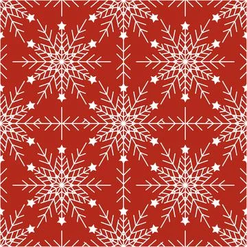 Seamless pattern with white snowflakes on red background Illustrazione stock