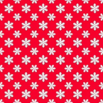 Seamless pattern with white snowflakes on a red background. Christmas texture Stock Photos