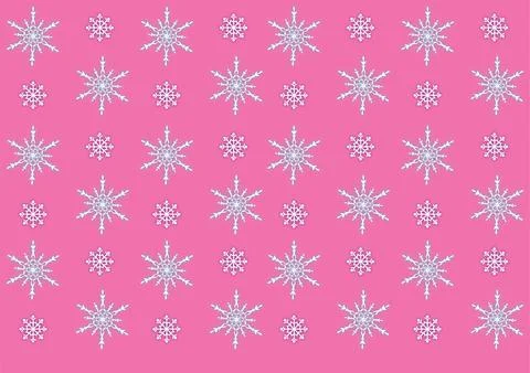 A seamless pattern of white snowflakes, some with intricate details, fallin.. 스톡 일러스트