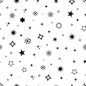 Seamless pattern on white star background, vector abstract flat background. Stock Illustration