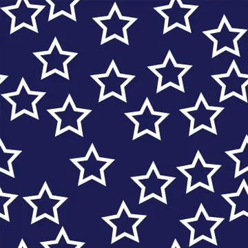 Seamless pattern with white stars on blue background Stock Illustration