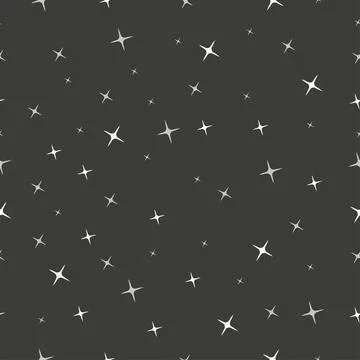 Seamless pattern of white stars on dark background Stock Illustration