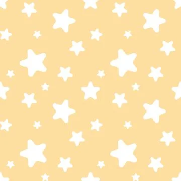 Seamless pattern with white stars on orange background.  Stock Illustration