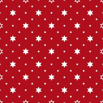 Seamless pattern of white stars on a red background Stock Illustration
