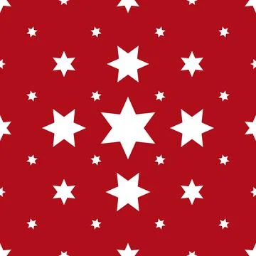 Seamless pattern of white stars on a red background Stock Illustration